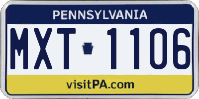 PA license plate MXT1106