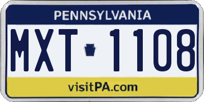 PA license plate MXT1108