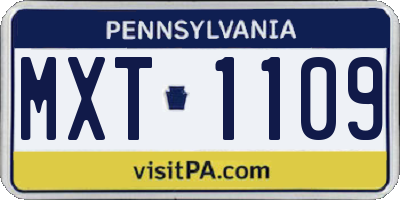 PA license plate MXT1109