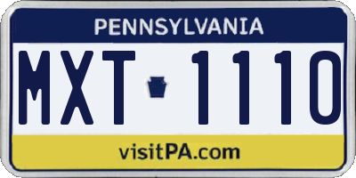 PA license plate MXT1110