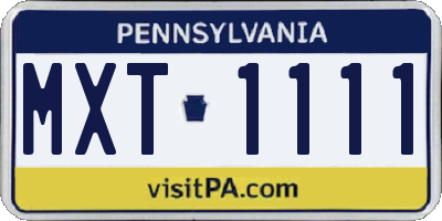 PA license plate MXT1111