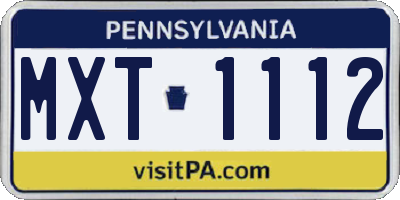 PA license plate MXT1112