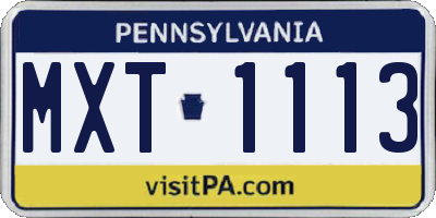 PA license plate MXT1113