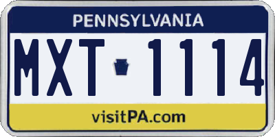 PA license plate MXT1114