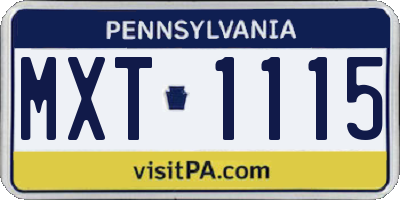 PA license plate MXT1115