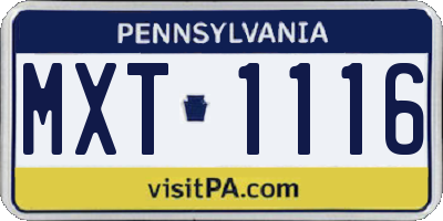 PA license plate MXT1116