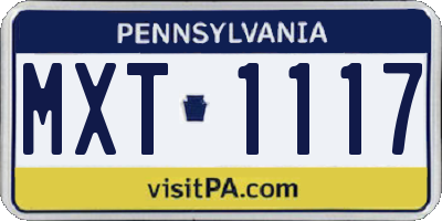 PA license plate MXT1117