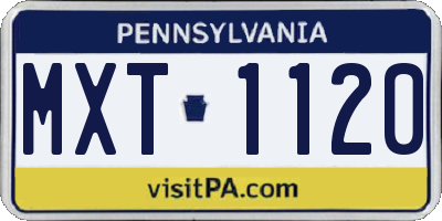 PA license plate MXT1120