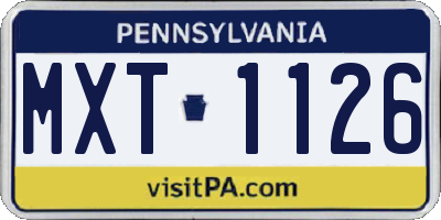 PA license plate MXT1126