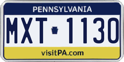 PA license plate MXT1130