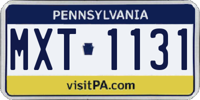 PA license plate MXT1131