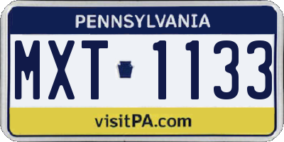 PA license plate MXT1133
