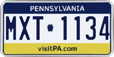 PA license plate MXT1134