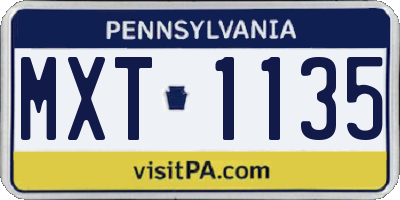 PA license plate MXT1135