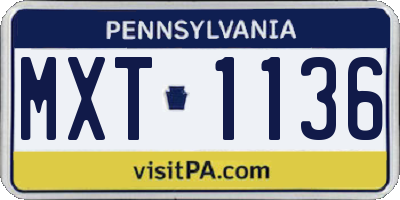 PA license plate MXT1136