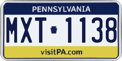 PA license plate MXT1138