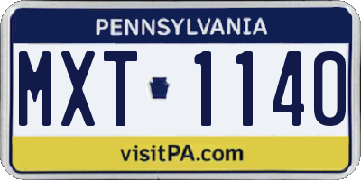 PA license plate MXT1140