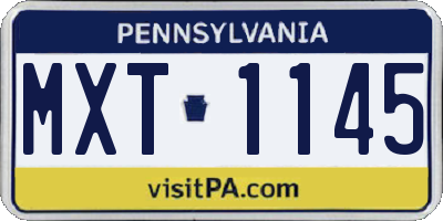 PA license plate MXT1145