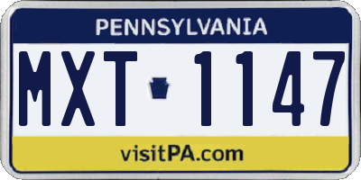 PA license plate MXT1147