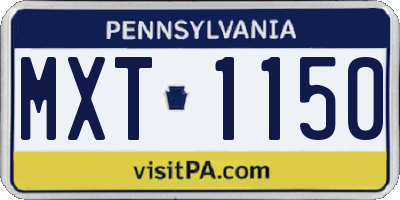 PA license plate MXT1150