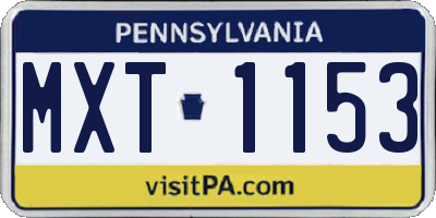 PA license plate MXT1153