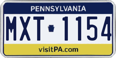 PA license plate MXT1154