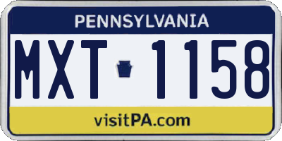 PA license plate MXT1158