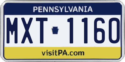 PA license plate MXT1160