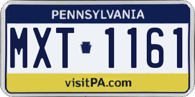 PA license plate MXT1161