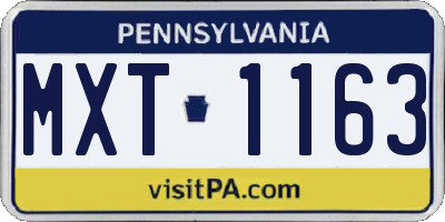 PA license plate MXT1163