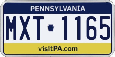 PA license plate MXT1165