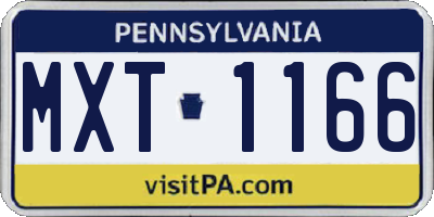 PA license plate MXT1166
