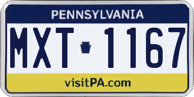 PA license plate MXT1167