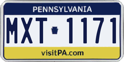 PA license plate MXT1171