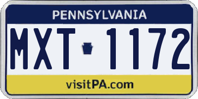 PA license plate MXT1172