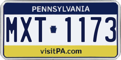PA license plate MXT1173