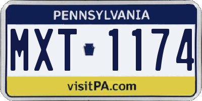 PA license plate MXT1174