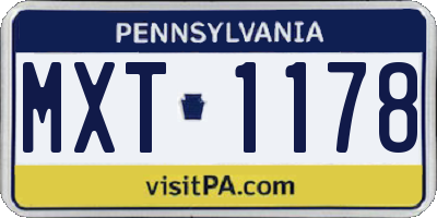 PA license plate MXT1178