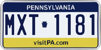 PA license plate MXT1181