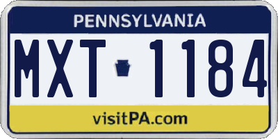 PA license plate MXT1184