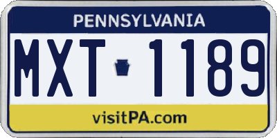 PA license plate MXT1189