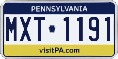 PA license plate MXT1191