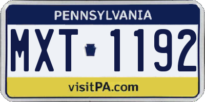 PA license plate MXT1192