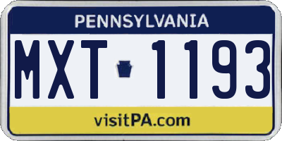 PA license plate MXT1193