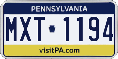 PA license plate MXT1194