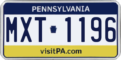 PA license plate MXT1196