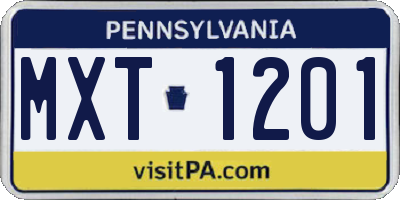 PA license plate MXT1201