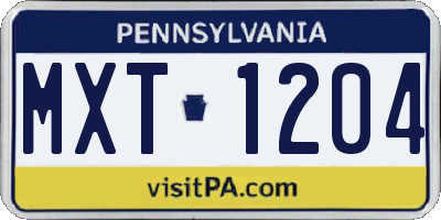 PA license plate MXT1204