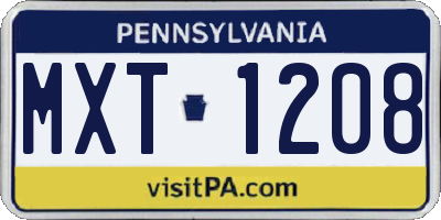 PA license plate MXT1208