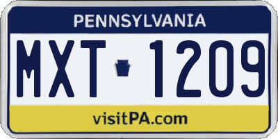 PA license plate MXT1209
